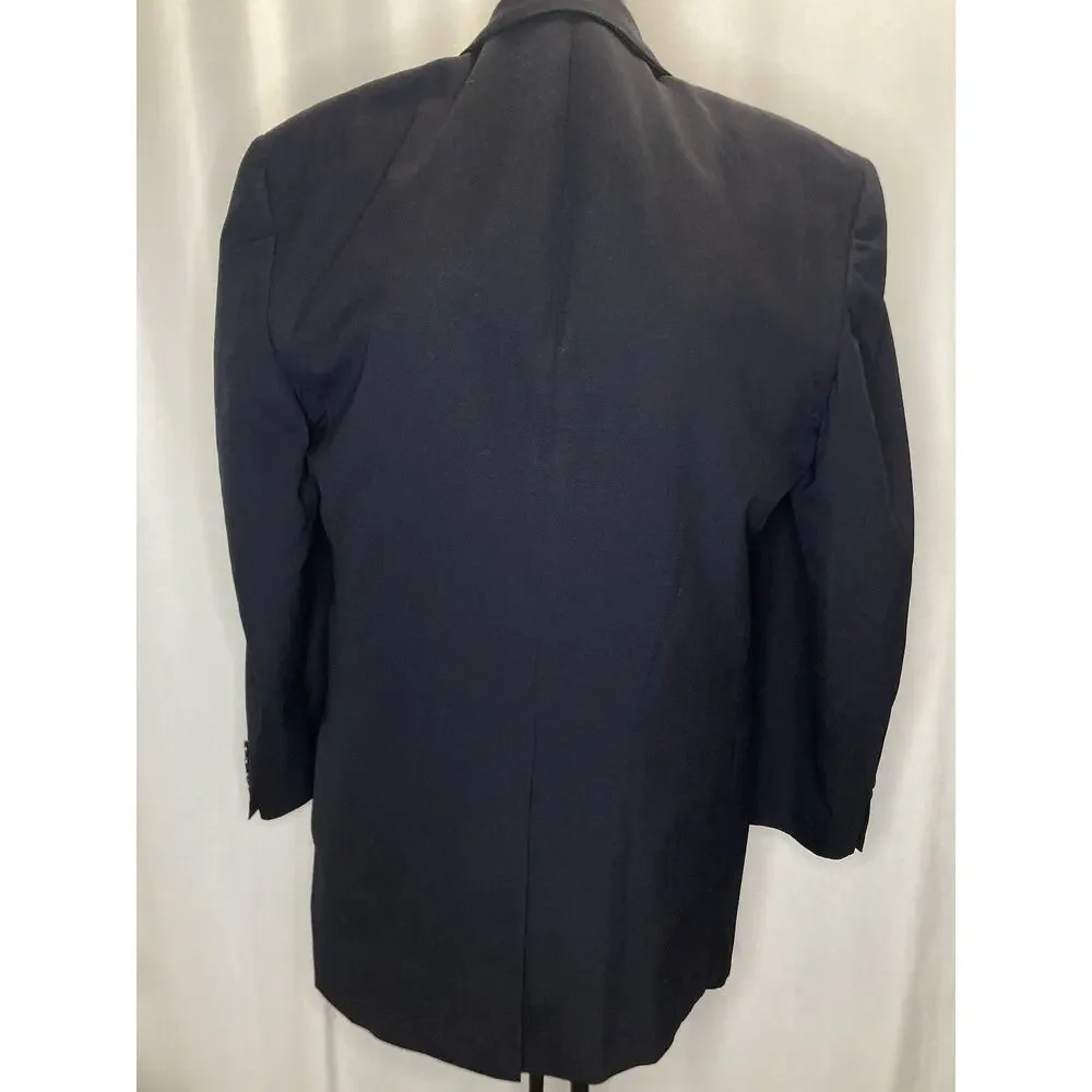 Lands End Mens 42R Blazer Navy Blue Wool 2 Button 45